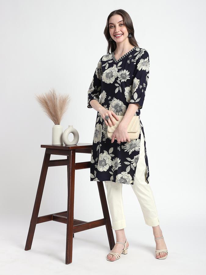 R&B Women Ethnic's Blue Printed Kurta