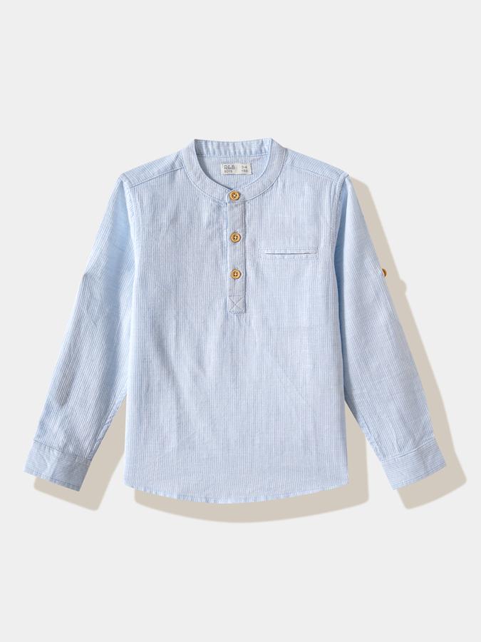 Boys Cotton Regular Fit Long Sleeve Striped Shirt