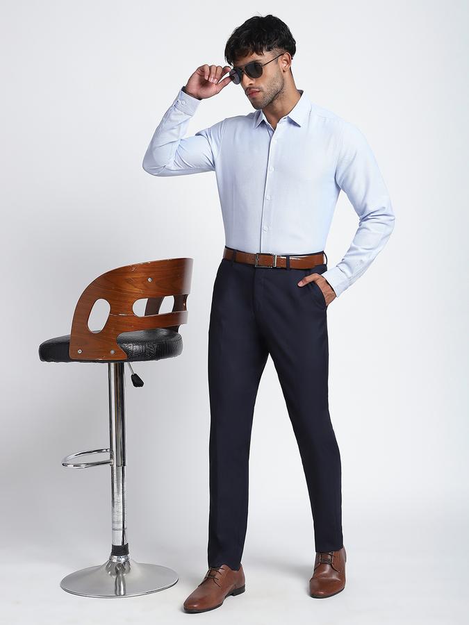 Men Cotton Blend Regular Fit Point Collar Solid Shirt