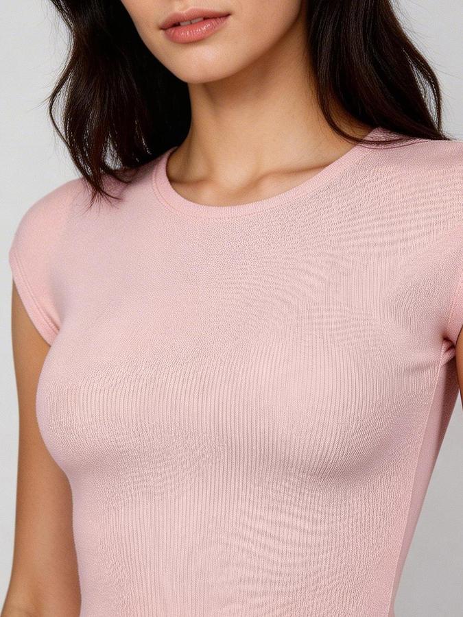 R&B Pink Solid Women Fitted Top 