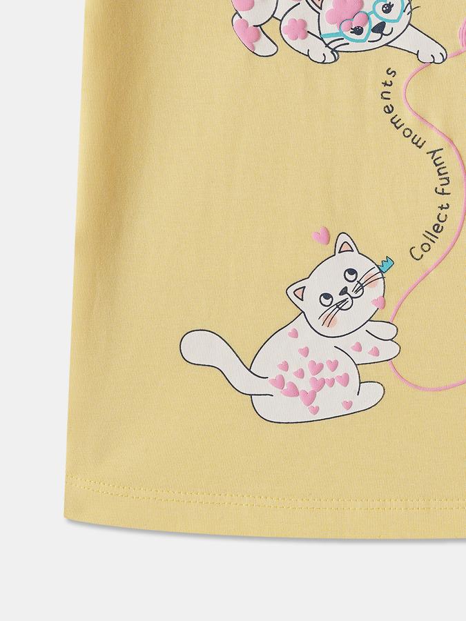 R&B Baby Girls Graphic Print Pure Cotton Regular T Shirt image number 3