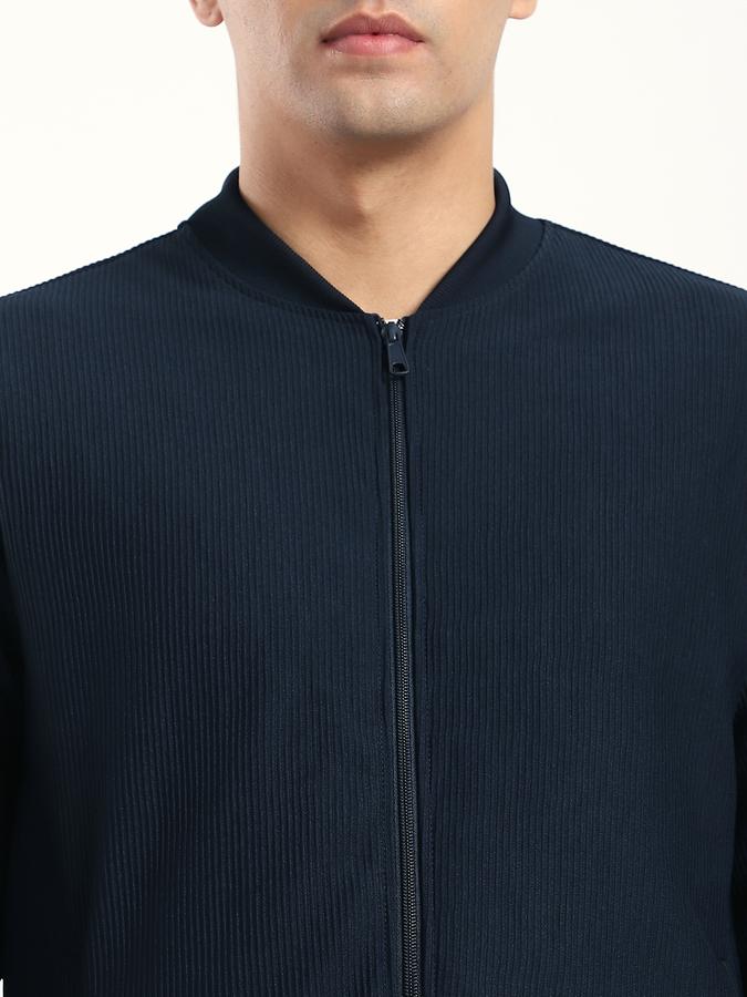 Men Polyester Blend Regular Fit Solid Bomber Jacket