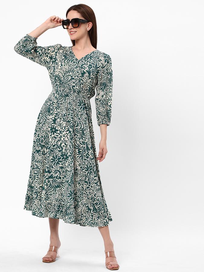 Women Floral Print V-Neck Dress image number 1