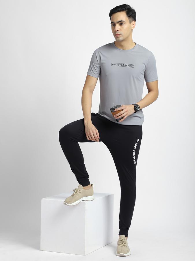 Men Polyester Regular Fit Crew Neck Typographic Print T-shirt