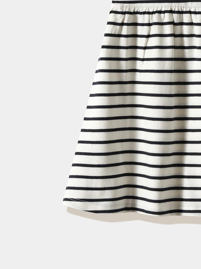 Girls Cotton Regular Fit Round Neck Ruffled Dress