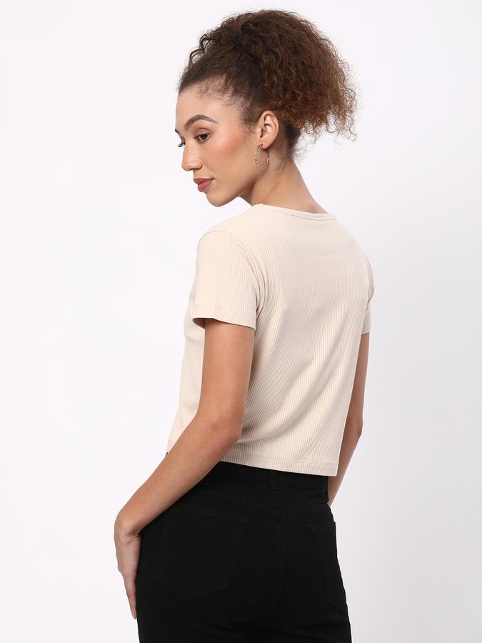 Women Ribbed Regular Fit Round-Neck Top image number 2