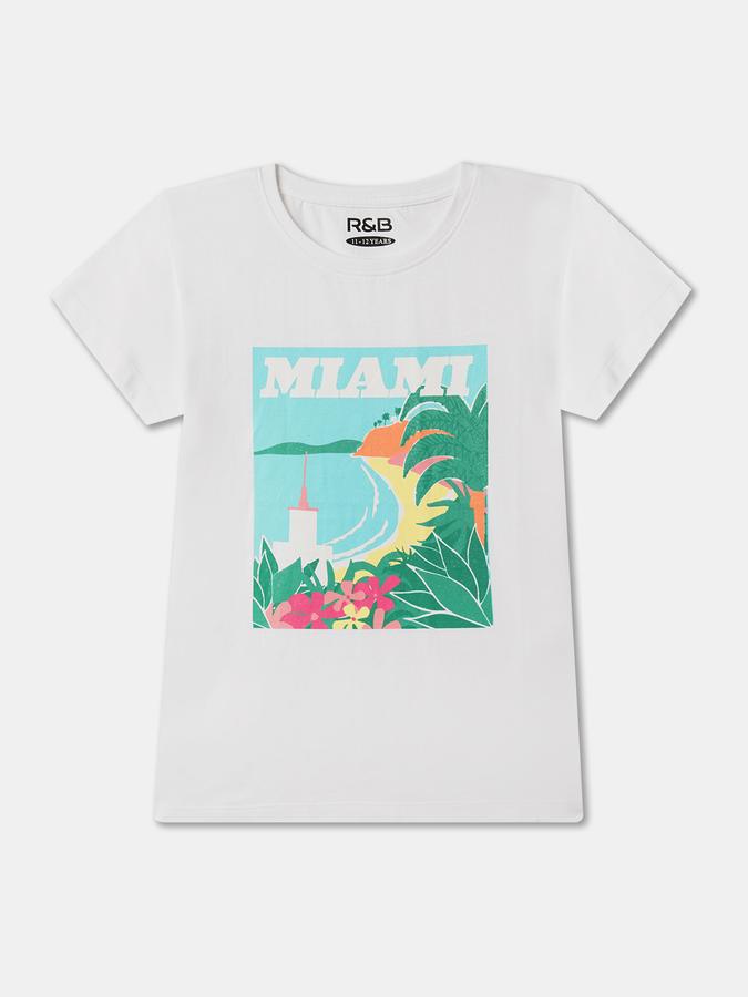 Girls Graphic Print Regular Fit Round-Neck T-Shirt image number 0