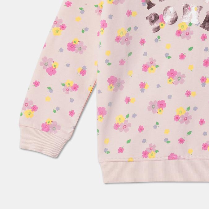 Girls Cotton Regular Fit Crew Neck Graphic Sweatshirt