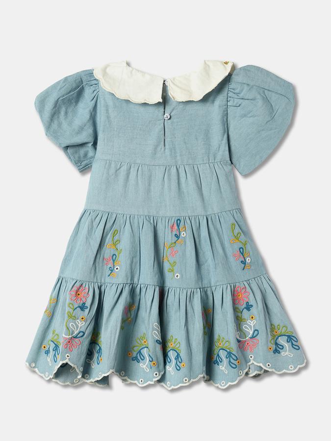 Girls Embroidered A-Line Dress image number 1