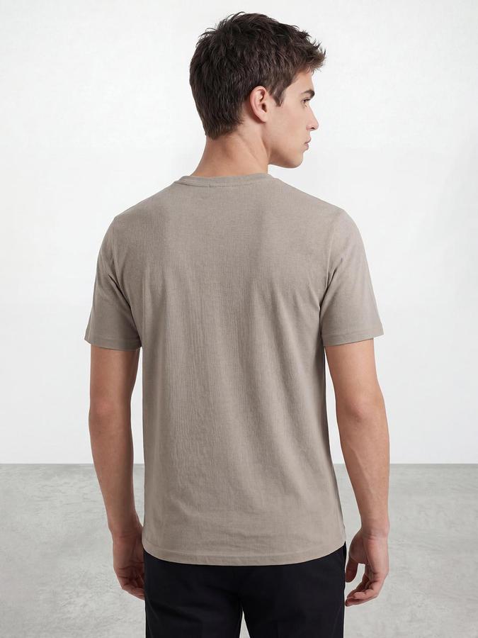 R&B Beige Men Printed Short Sleeves Tshirt