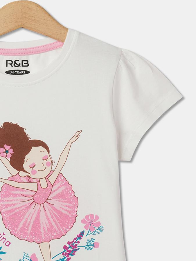 Girls Graphic Print Regular Print Round-Neck T-Shirt image number 2