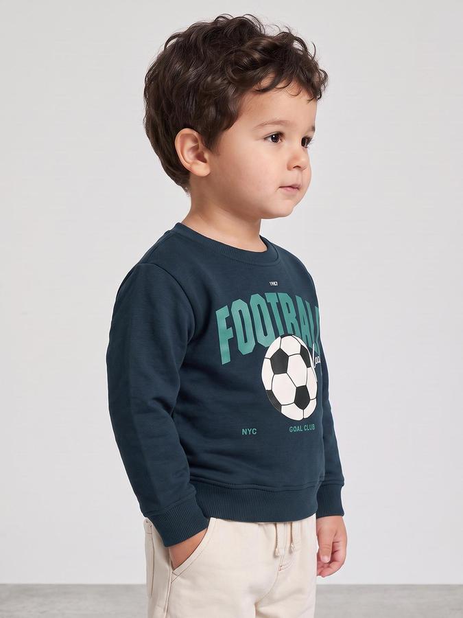 R&B Boys Green Graphic Print Round Neck Long Sleeves Sweatshirt