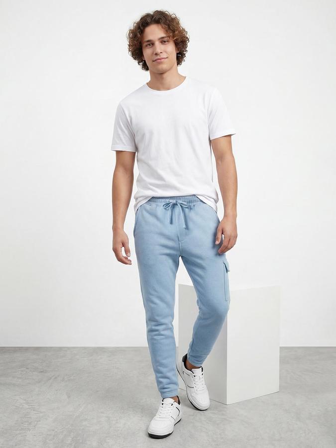 R&B Men Blue Slim Fit Solid Track Pants 