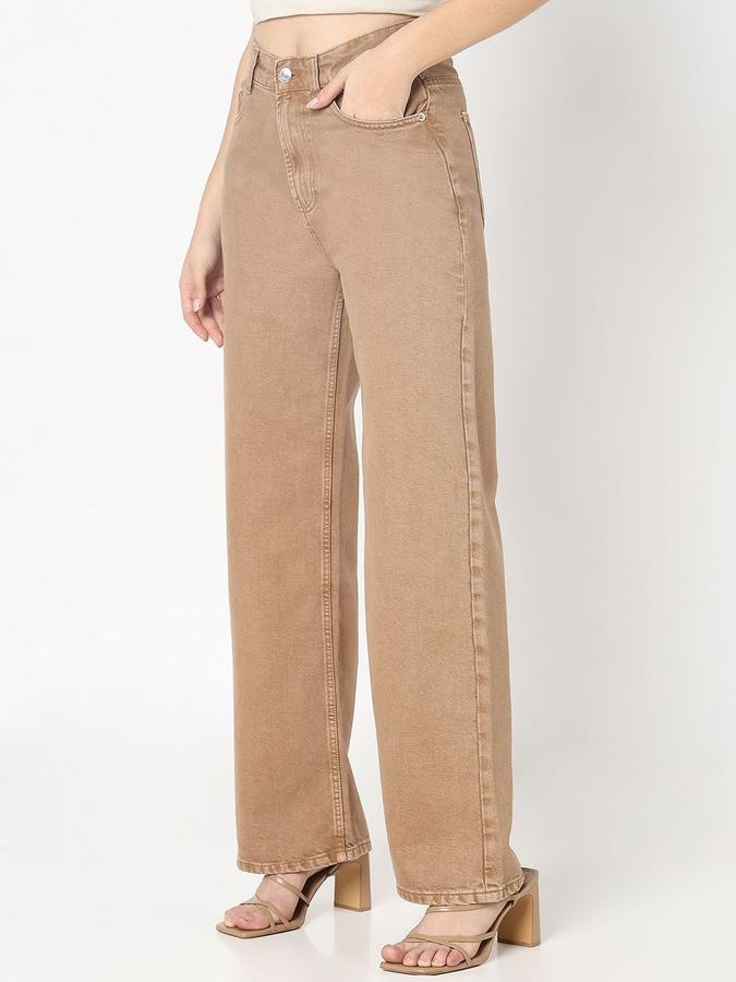 R&B Women Brown Straight Fit High-Rise Jeans