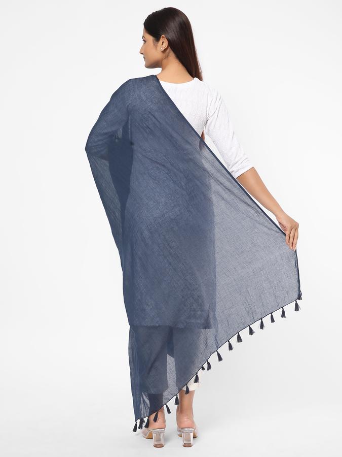 Women's Cotton Solid Tassel Border Dupatta