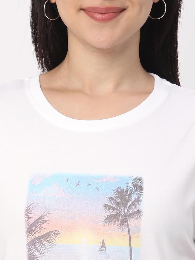 Women Cotton Regular Fit Crew Neck Graphic T-shirt