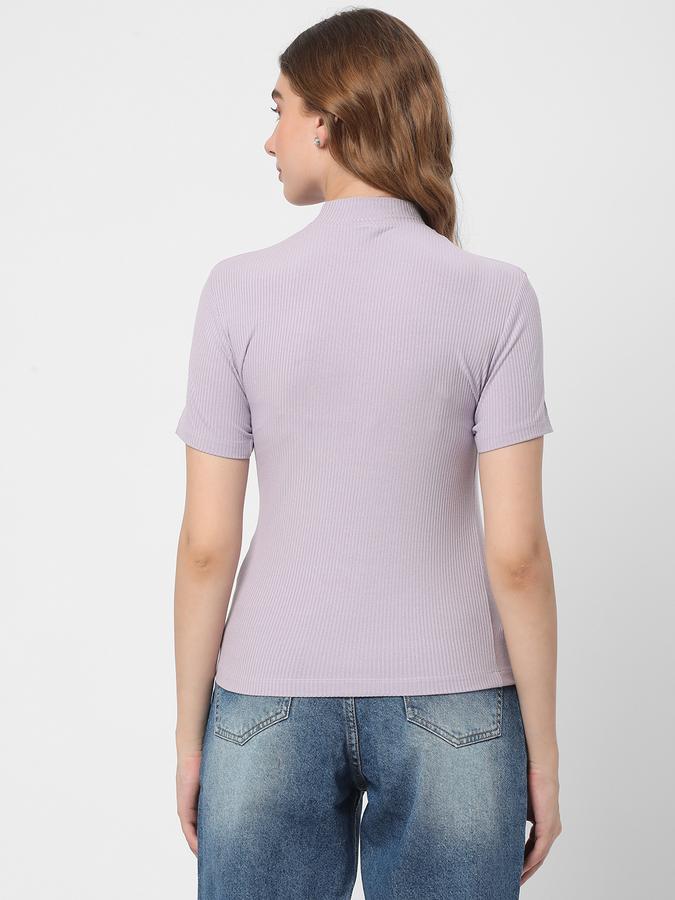 Women Ribbed Regular Fit High-Neck Top image number 2