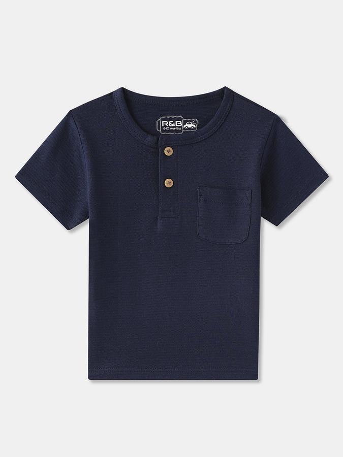 Boys Regular Fit Short Sleeve Henley Neck T-Shirt