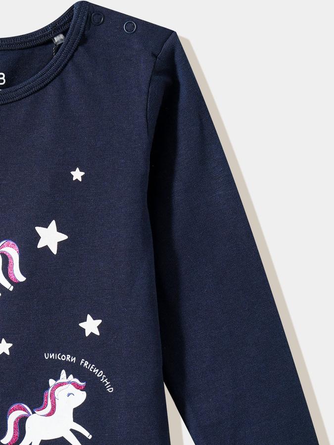 Girls Cotton Regular Fit Round Neck Graphic T-shirt