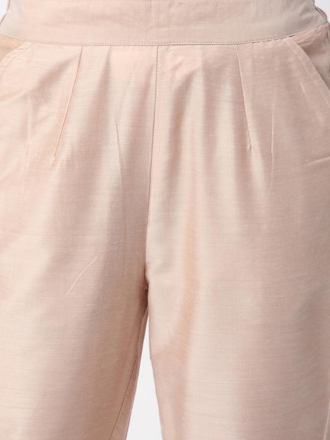 Women Poly Blend Cigarette Elasticated Waist Lace Detail Trousers