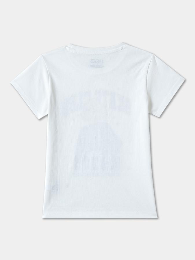 Girls Cotton Regular Fit Crew Neck Graphic T-shirt