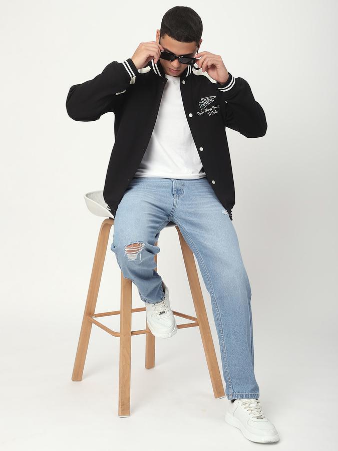 Men Polycotton Regular Fit Embroidered Jacket