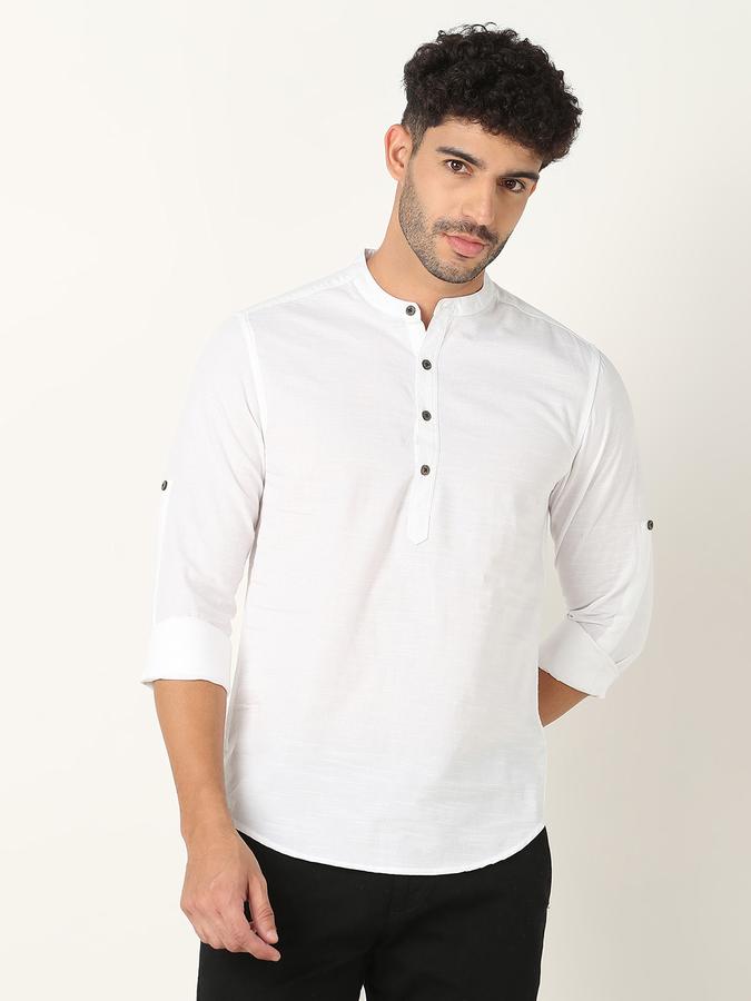Mandarin Collar Shirt with Full Sleeves image number 0
