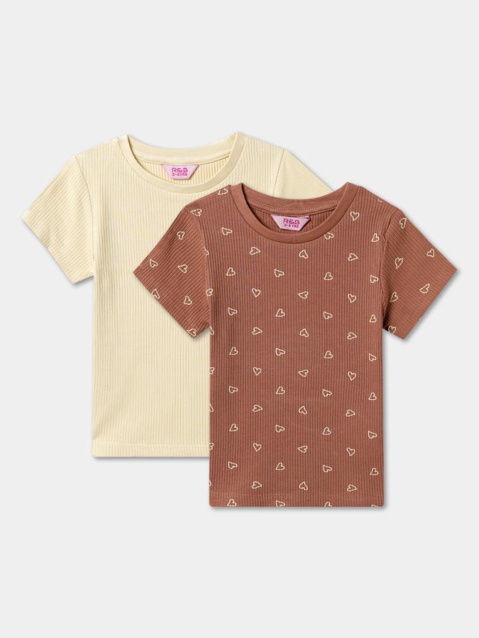Girls Pure Cotton A-line Top Multicolor - Pack of 2 image number 0