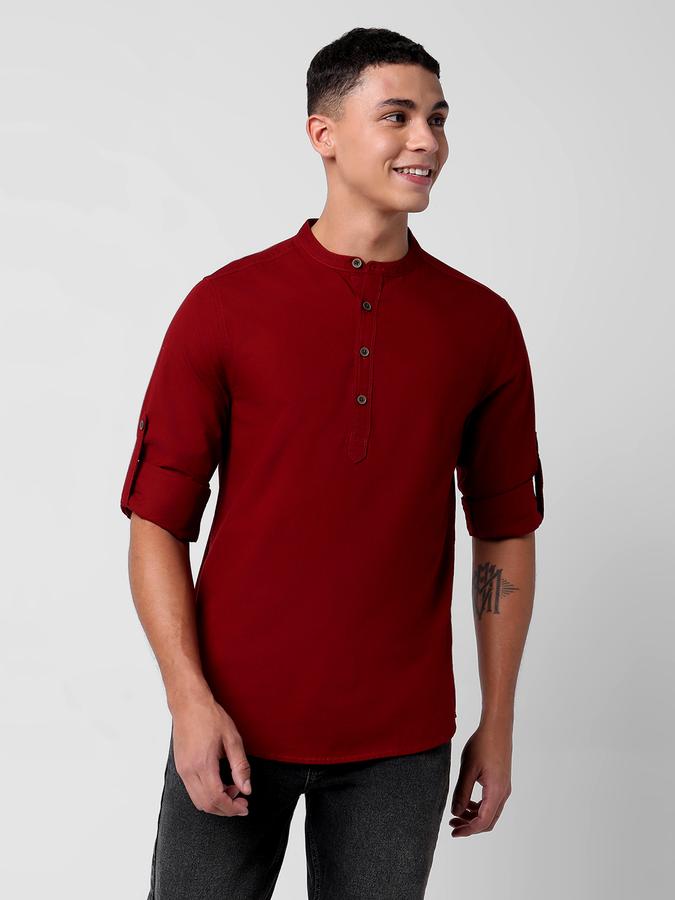 Men Regular Fit Shirt with Roll-Up Sleeves image number 0