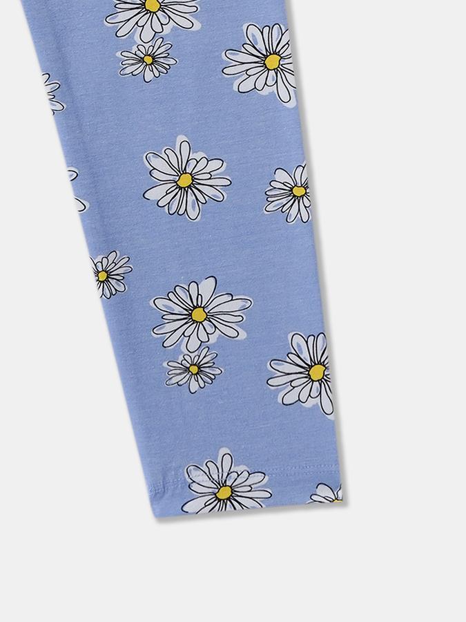 Girls Floral Full Length Mid Rise Legging