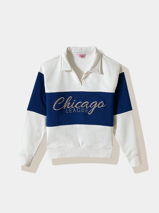 R&B Girls' White Colourblocked Sweatshirt