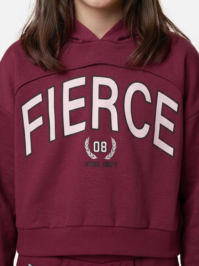 R&B Girls Red Printed Long Sleeves Hooded Neck Sweatshirt& Joggers Set 