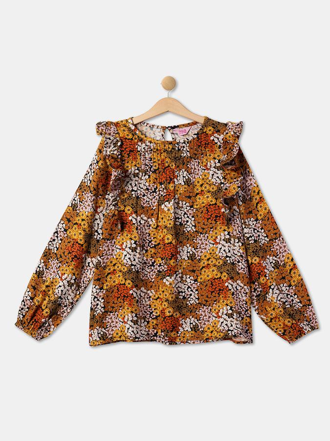 R&B Girls' Black Printed Top