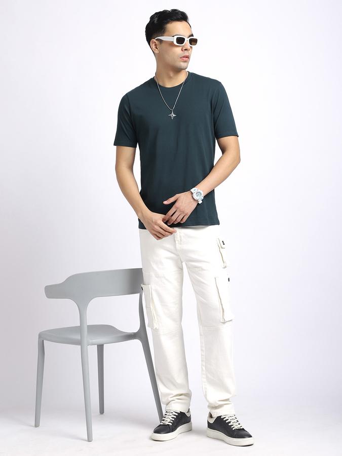 Men Cotton Regular Fit Crew Neck Solid T-shirt