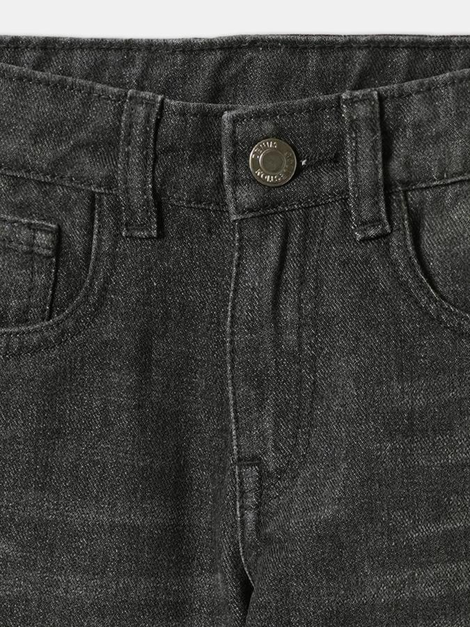 Boys Cotton Relaxed Fit Button Waist Faded Jeans