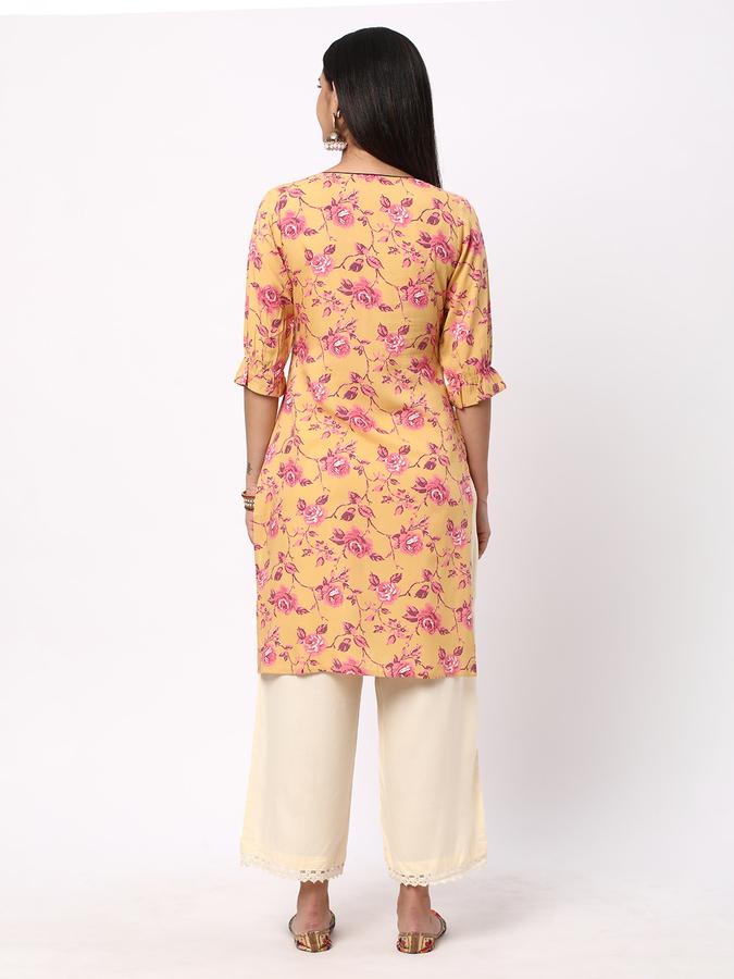 Women Floral Print No Darts Straight Kurta data-index=