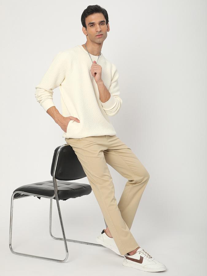 Men Cotton Oversized Fit Crew Neck Solid Sweatshirt