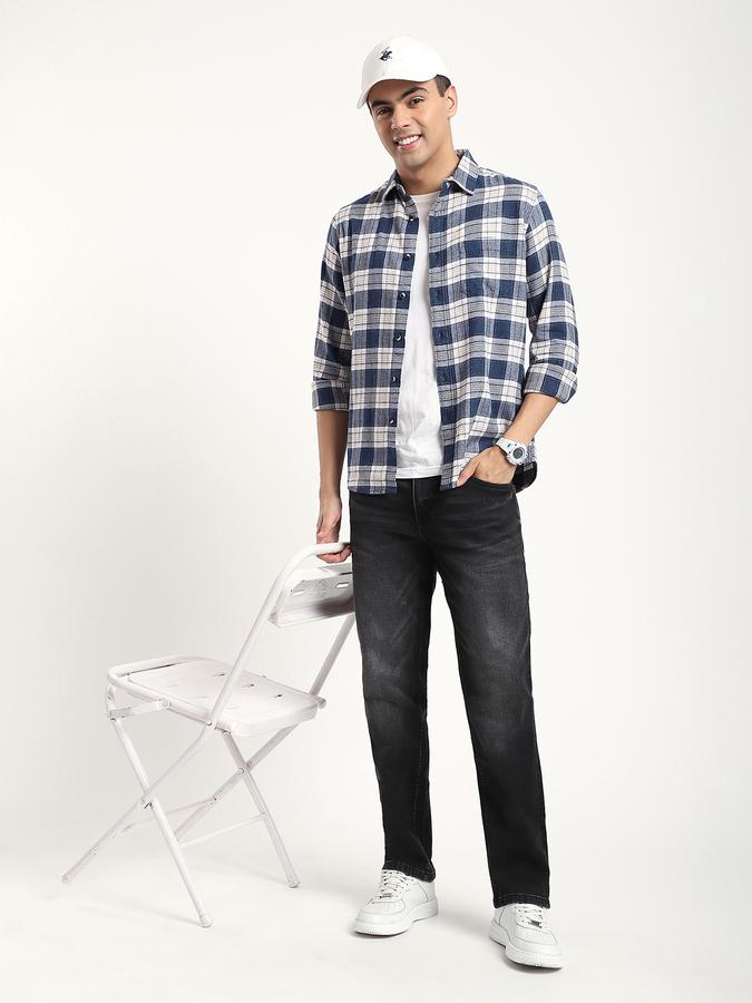 Men Cotton Regular Fit Button-Down Collar Checked Shirt