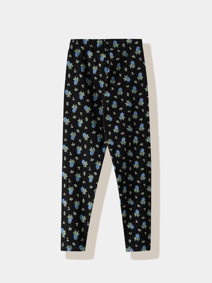 Girls Cotton Blend Skinny Fit Elastic Waist Printed Leggings