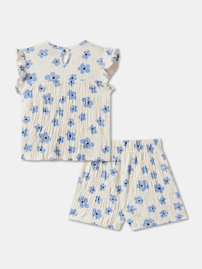 Girls Floral Print Print Shorts with Top image number 1