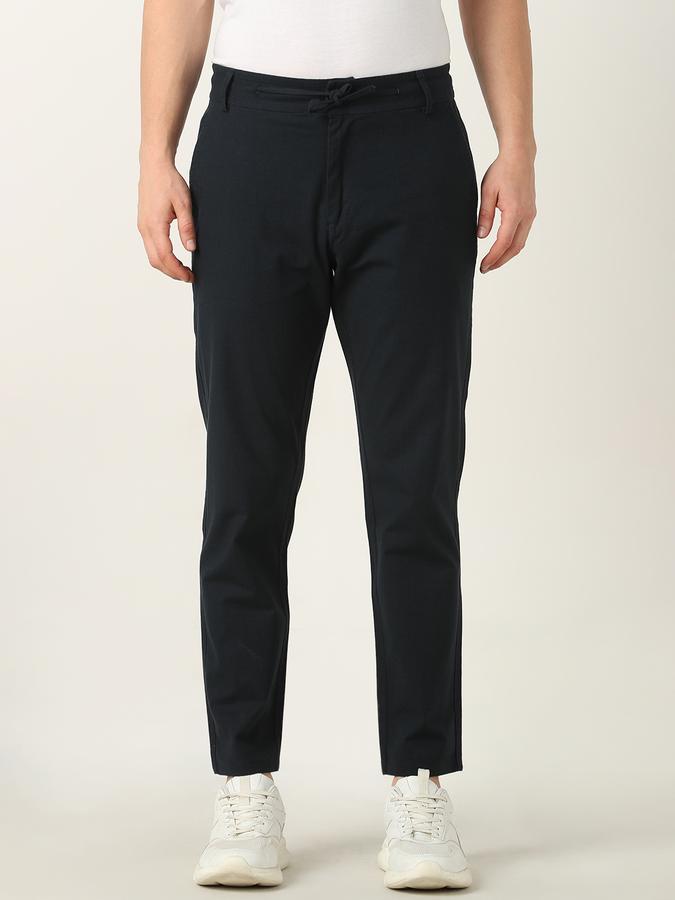 Men Slim Fit Flat-Front Trousers image number 0