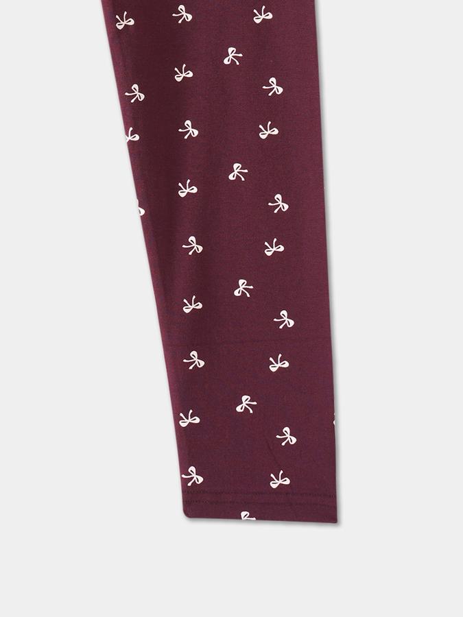 Girls Cotton Skinny Fit Elastic Waist Printed Leggings