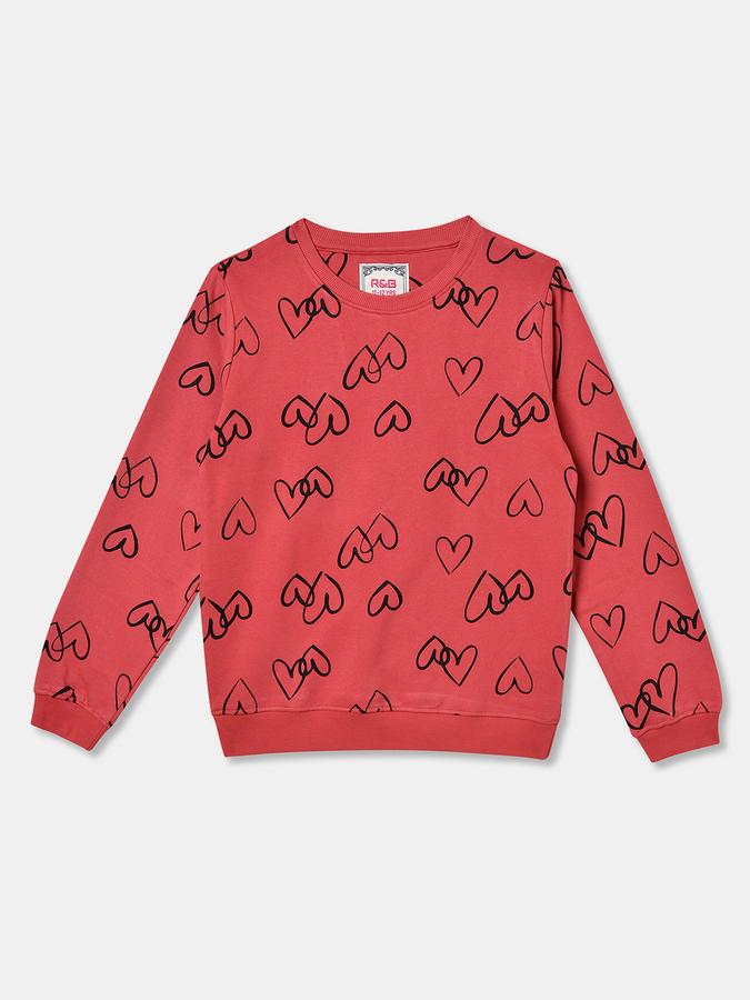 Girls Hearts Regular Fit Full Sleeve Crew Neck SweaT-Shirt