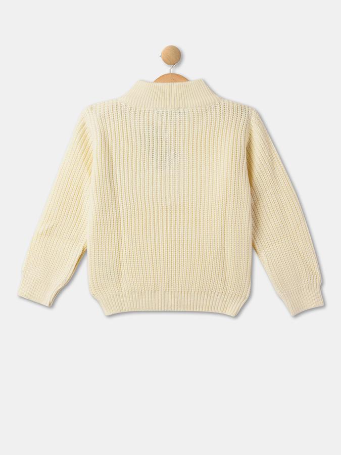 Boys Cotton Regular Fit Zip Neck Applique Sweatshirt