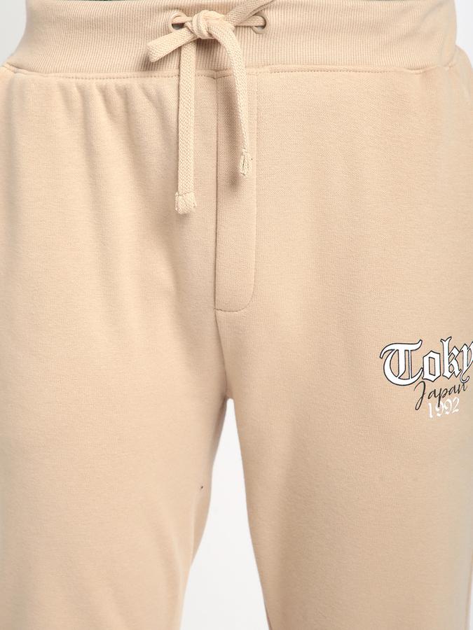 Men Cotton Blend Regular Fit Drawstring Waist Cuffed Hem Trackpants