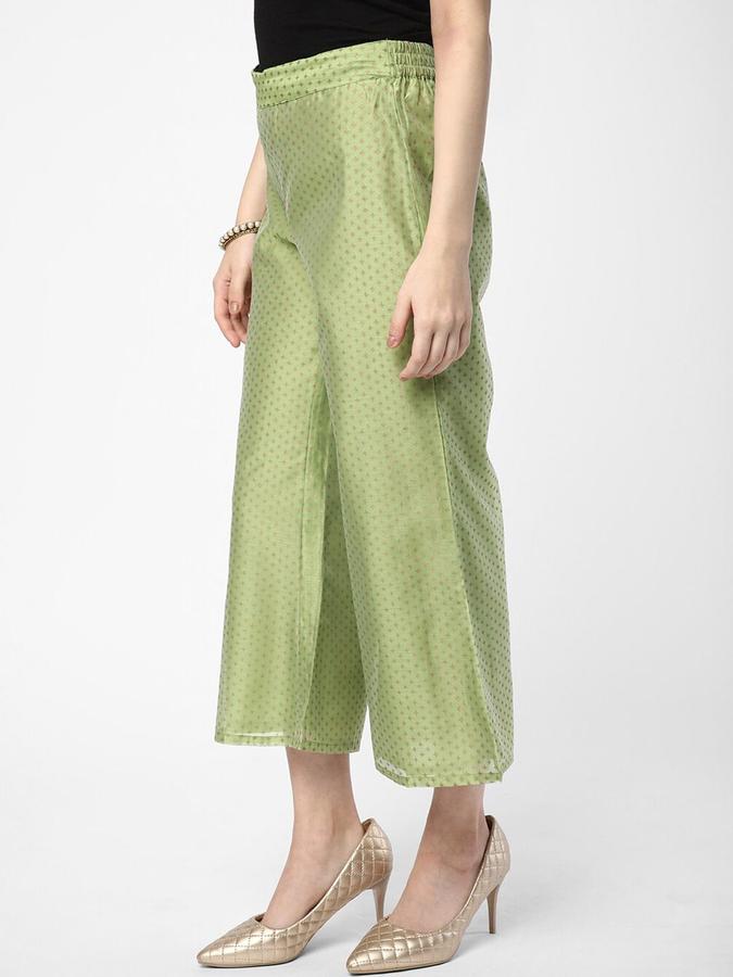 R&B Women Green Printed Wide Leg Palazzos