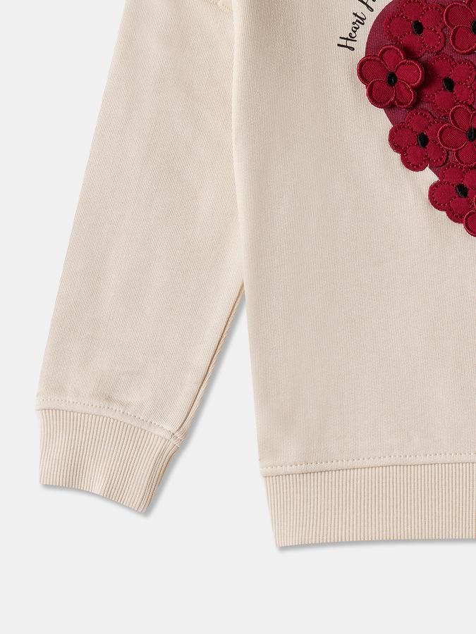 R&B Girls' Beige Embellished Sweatshirt