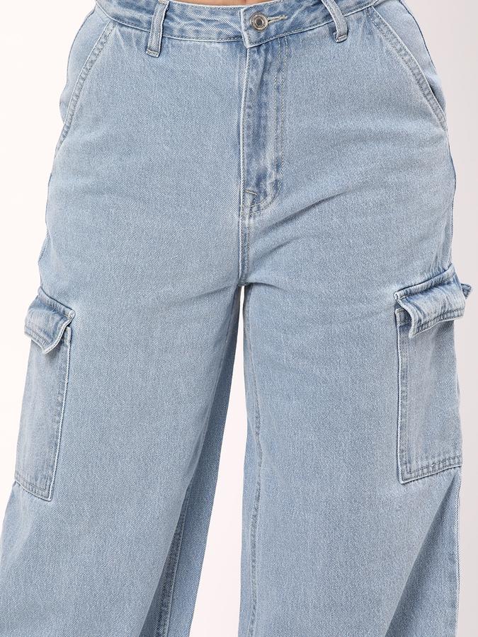 R&B Women's Cargo Wide Leg Jeans image number 3