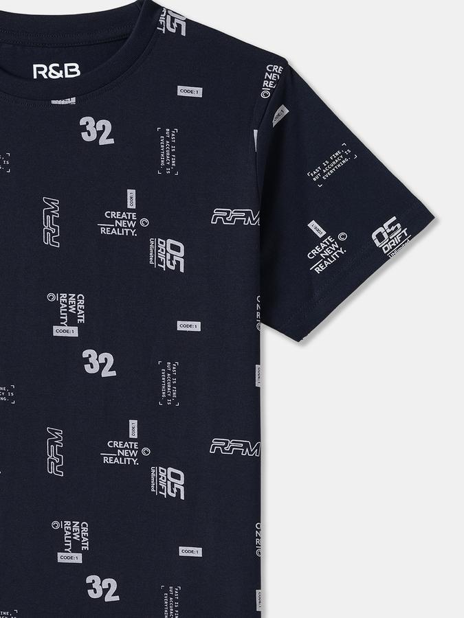 Boys Cotton Regular Fit Crew Neck Graphic T-shirt