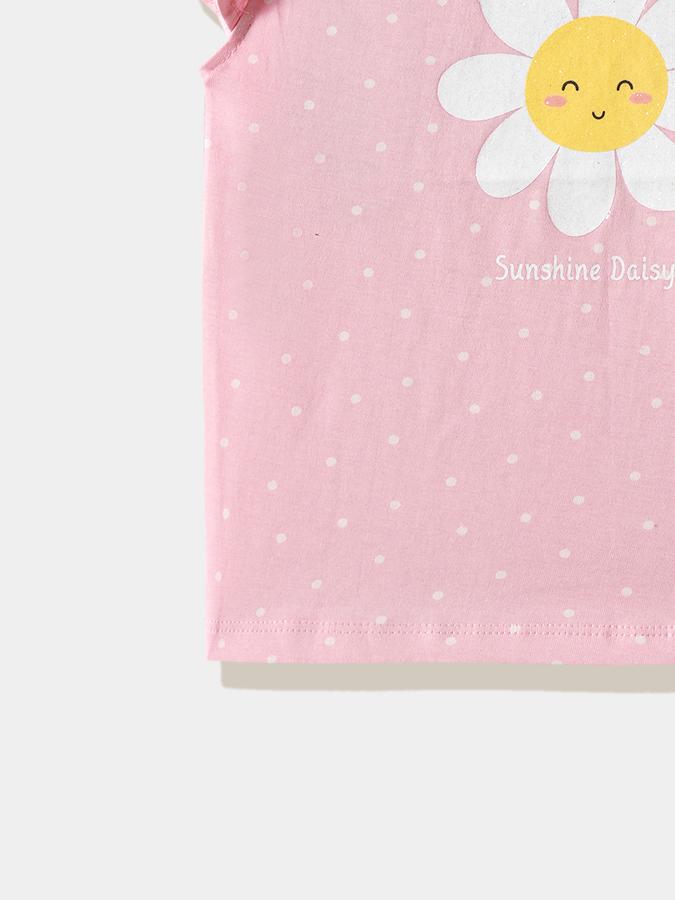 Girls Cotton Regular Fit Crew Neck Graphic T-shirt